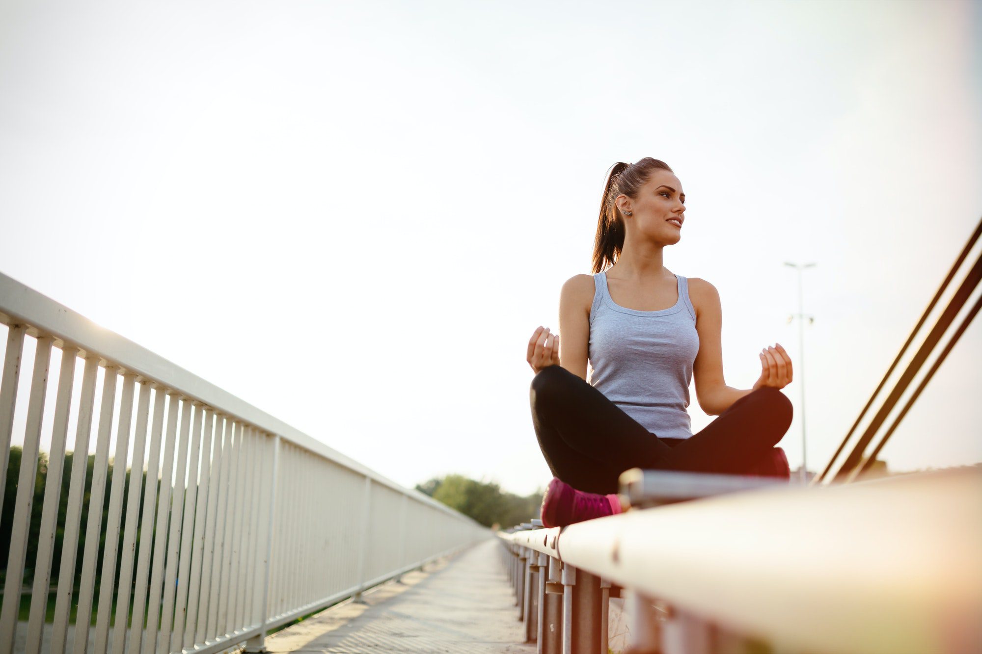 Healthy woman in lotus posture