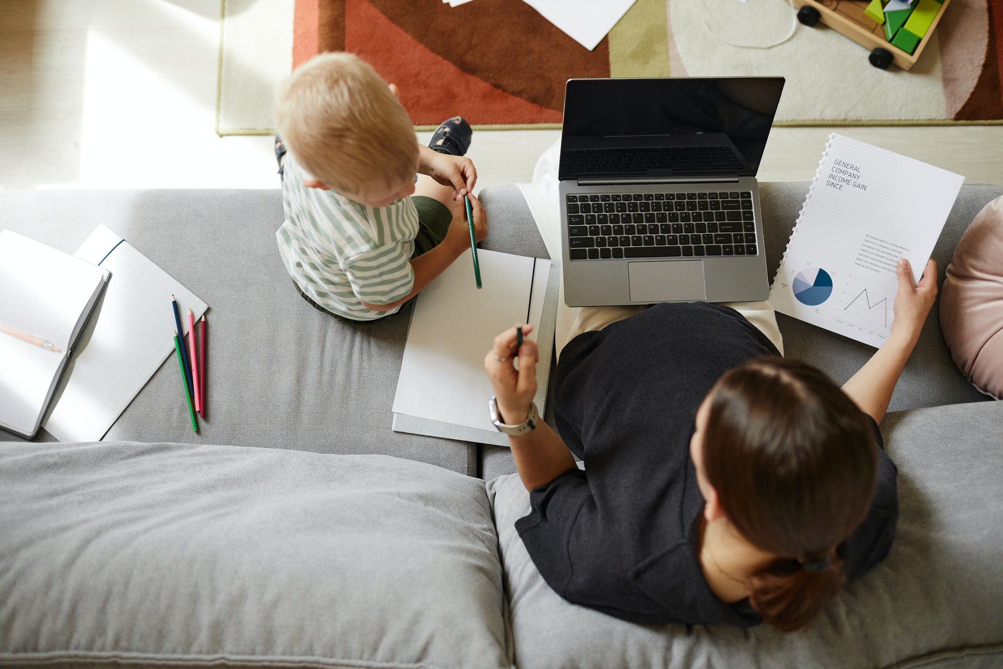 Pregnant Mother Working With Finances