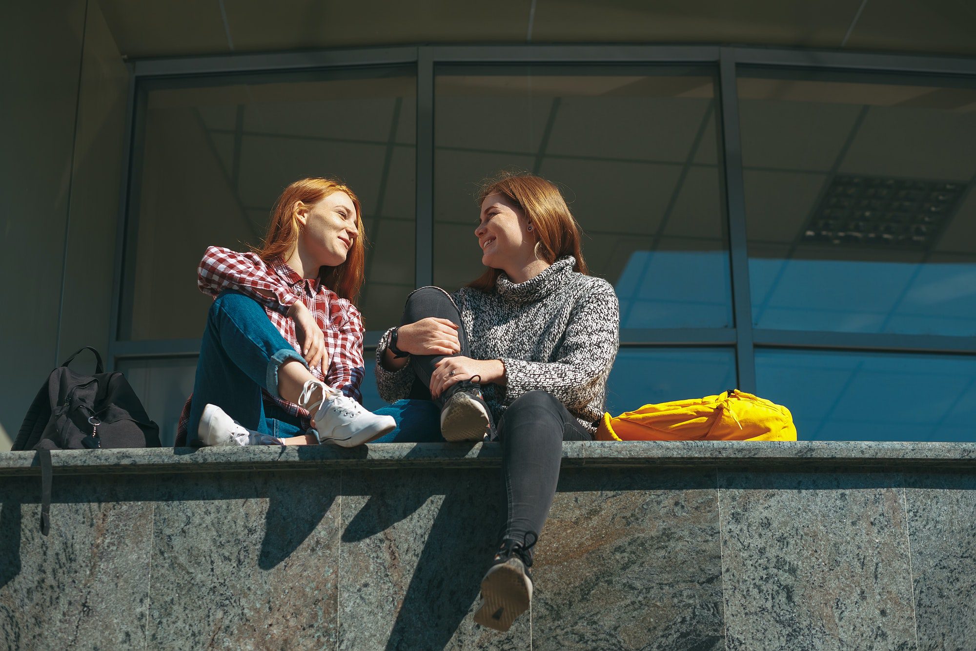 Teenager girls chatting happy