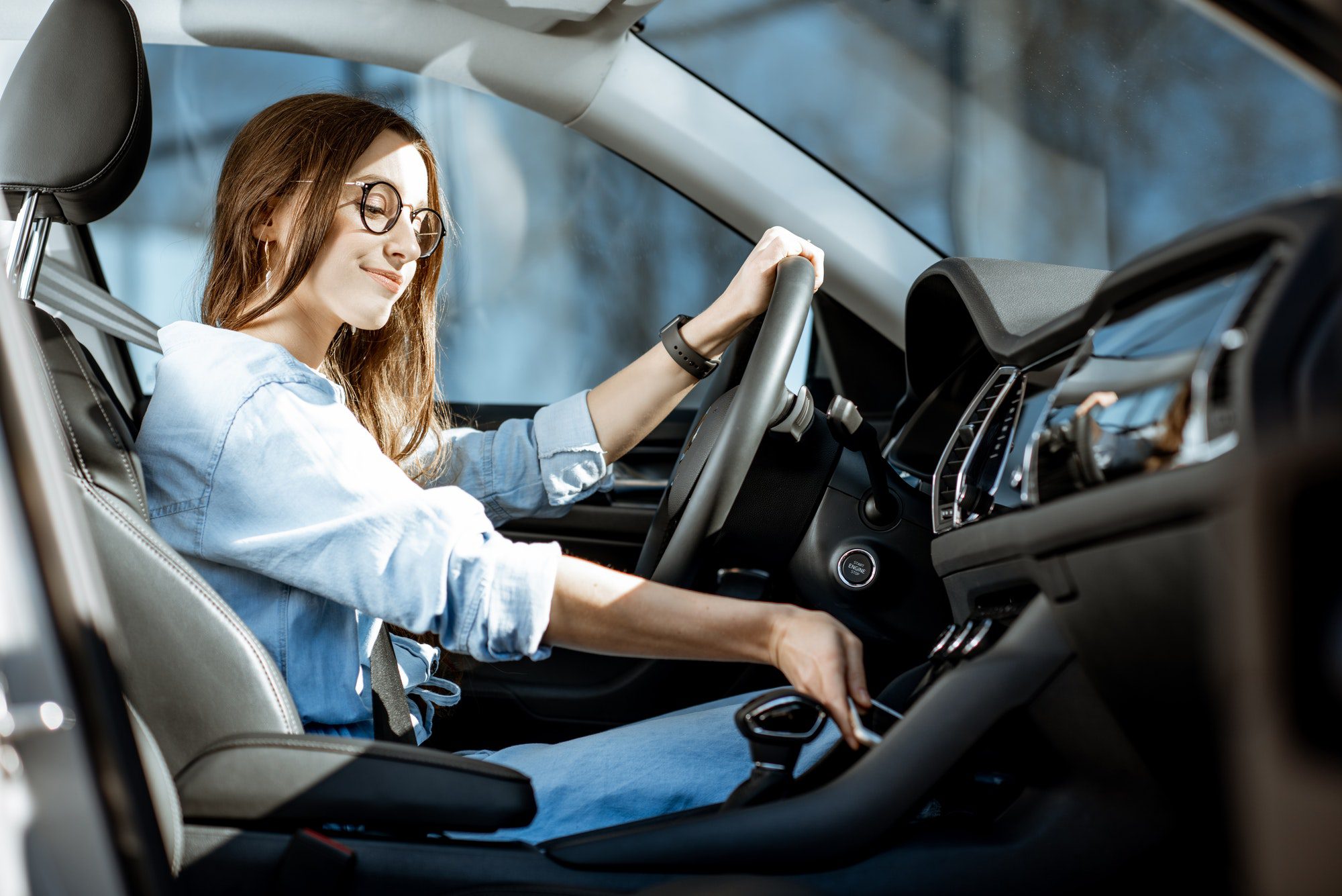 Woman driving a car