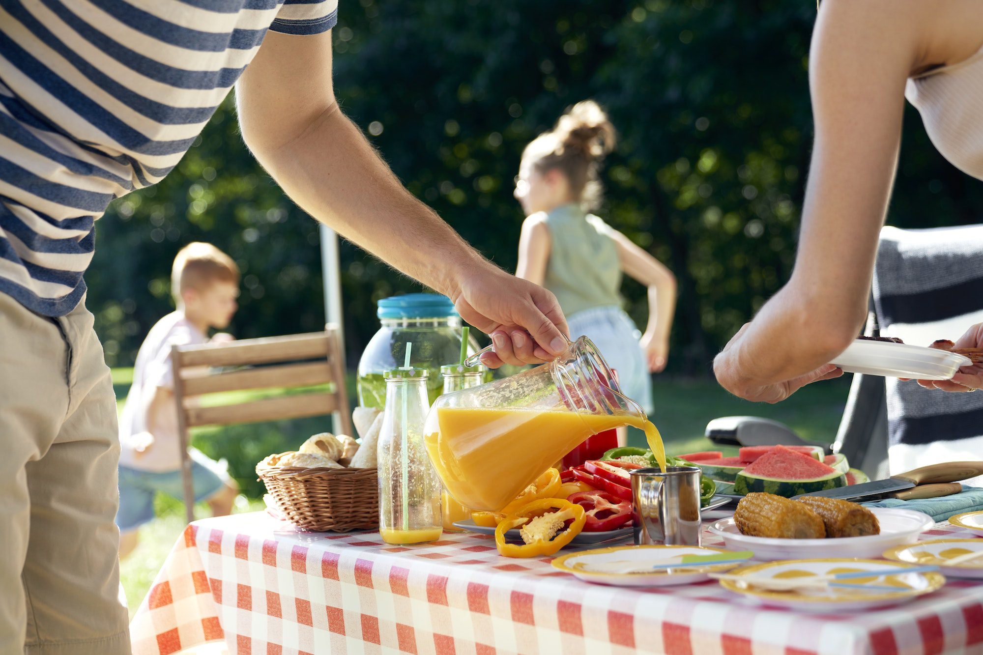 Carefree time of family spending time on camping