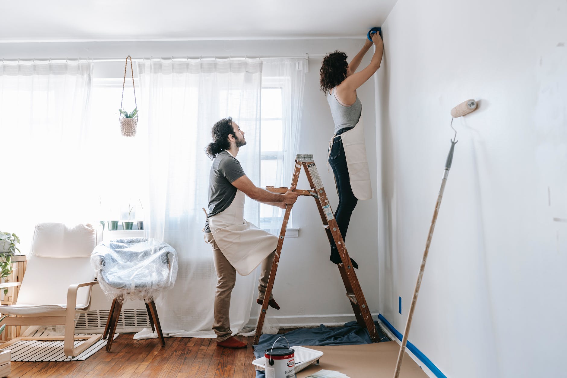 couple doing house renovations