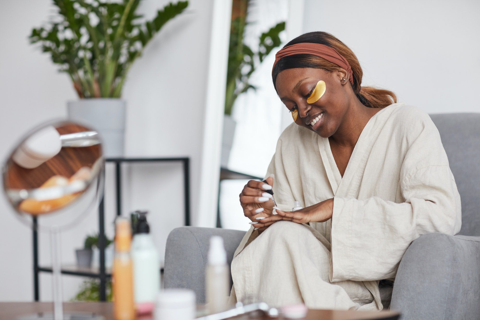 Smiling Young Woman Enjoying Self Care Day