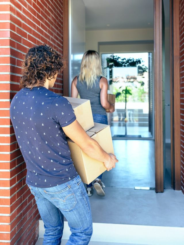 Couple moving into their new home